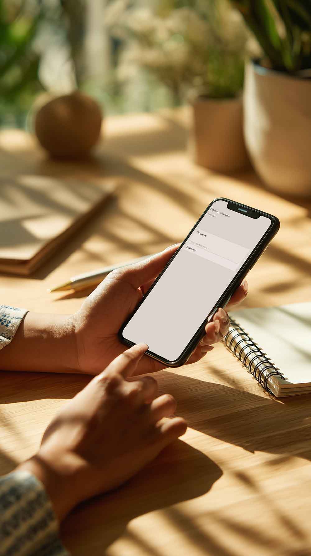 スマートフォンから問い合わせをする様子